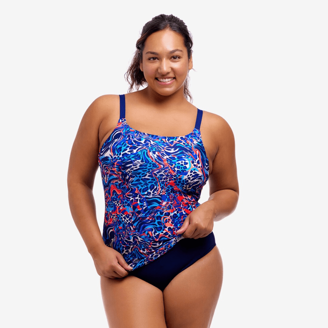 Funkita Funkita Ladies Scoop Neck Tankini Top-  Mad Cat Funkita Ladies Scoop Neck Tankini Top-  Mad Cat Splash Swimwear One Pieces