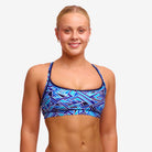 Funkita Funkita Ladies Sports Top - Blue Bits Funkita Ladies Sports Top - Blue Bits Splash Swimwear Bikini Tops