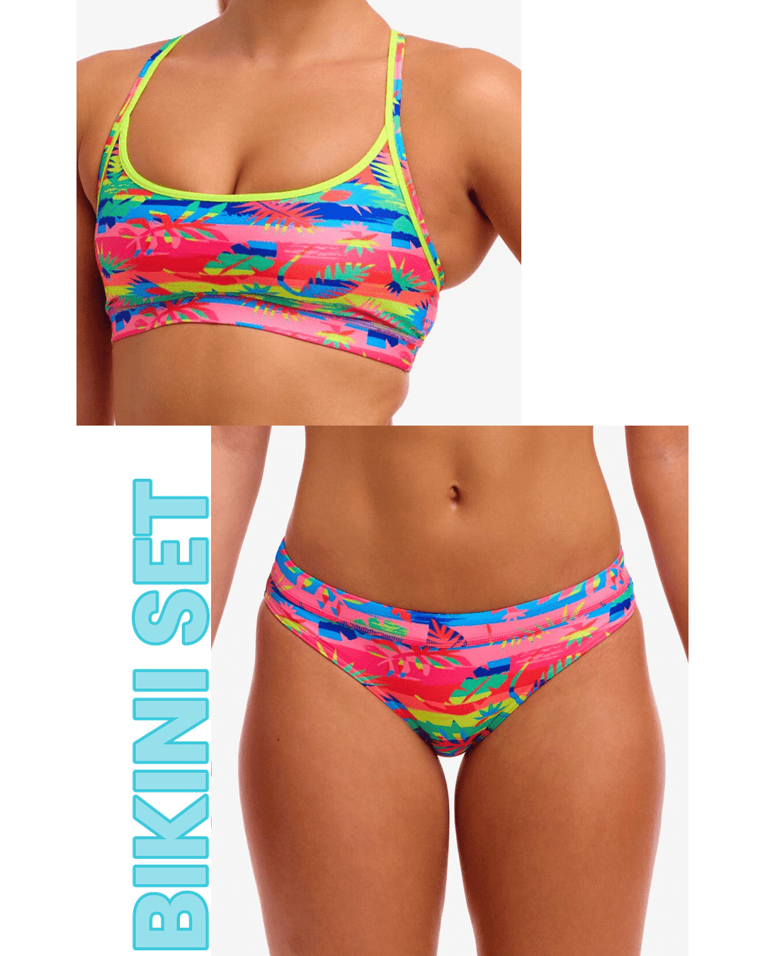 Funkita Funkita Ladies Sports Top & Sports Brief Bikini Set - Free Foliage FKS026L72240+FKS027L72240-10 Funkita Ladies Sports Top & Sports Brief Bikini Set - Free Foliage Splash Swimwear Bikini Set 10