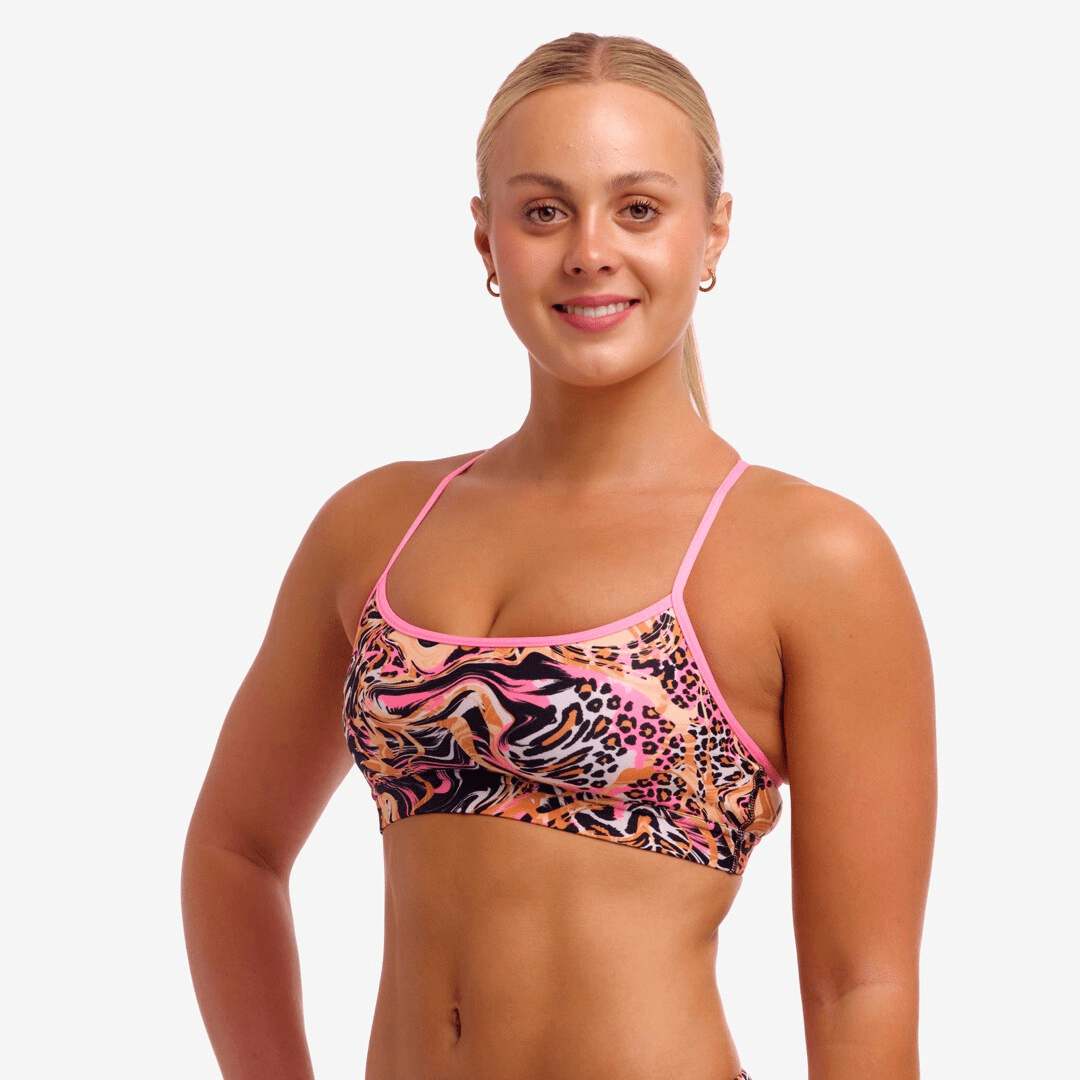 Funkita Funkita Ladies Swim Crop Top & Hipster Brief Bikini Set - Tipsy Tiger Funkita Ladies Swim Crop Top & Hipster Brief Bikini Set - Tipsy Tiger Splash Swimwear Bikini Set