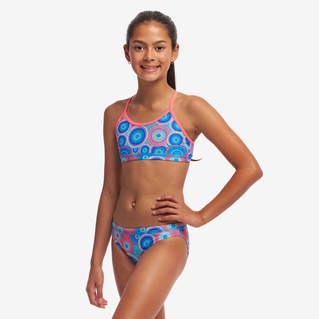 Funkita Girls Girls Racerback Two Piece - Bundjalung Blue Funkita Girls Racerback Two Piece - Bundjalung Blue Splash Swimwear Bikini Set