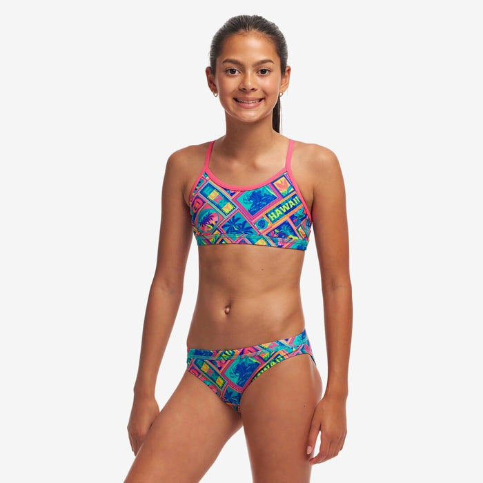 Funkita Girls Girls Racerback Two Piece - Coco Canel Funkita Girls Racerback Two Piece - Bundjalung Blue Splash Swimwear Bikini Set