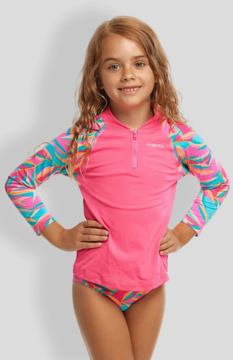 Funkita Girls Toddler Girls Eco Zippy Rash Vest - Snuggle Pie Funkita Toddler Eco Zippy Rash Vest - Tou Tou Splash Swimwear kids