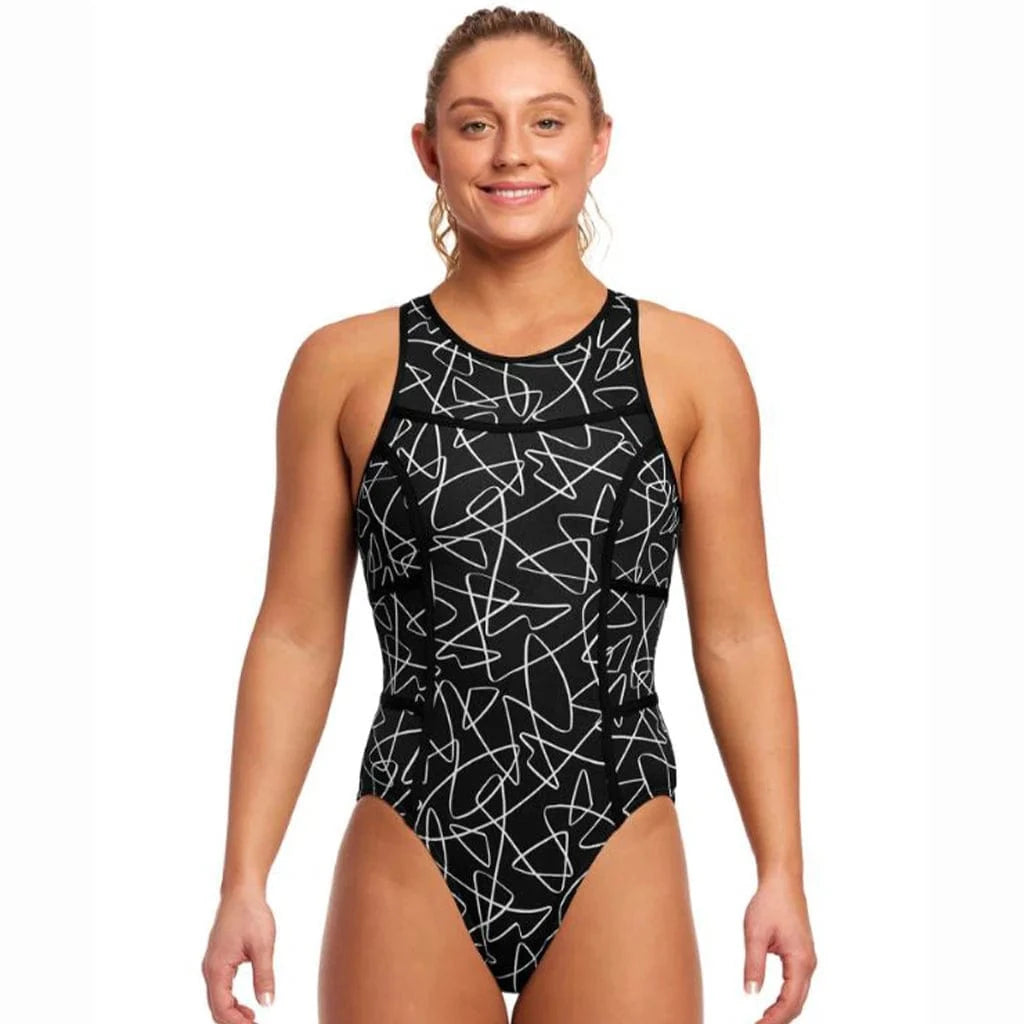 Funkita Ladies Hi Flyer One Piece - Texta Mess Funkita Ladies Hi Flyer One Piece - Texta Mess Splash Swimwear One Pieces