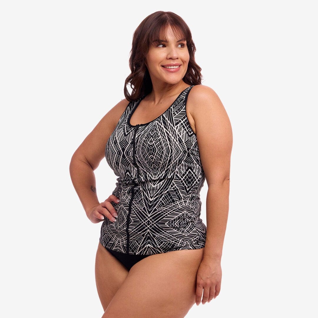 Zip Front Tankini Top Funkita Form Ladies Zip Front Tankinis