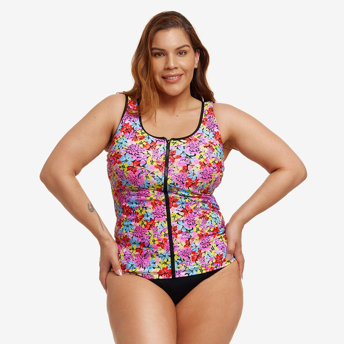 Funkita Tankini Tops Ladies Zip Front Tankini Top - Summer Nights Funkita Ladies Zip Front Tankini Top - Summer Nights