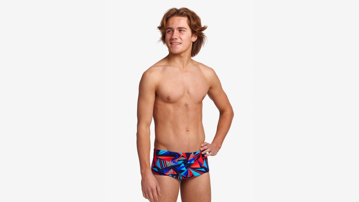 Funky Trunks Boy's Sidewinder Trunks - Patriot Beat Funky Trunks Mens Classic Trunks - Glow Rider Splash Swimwear