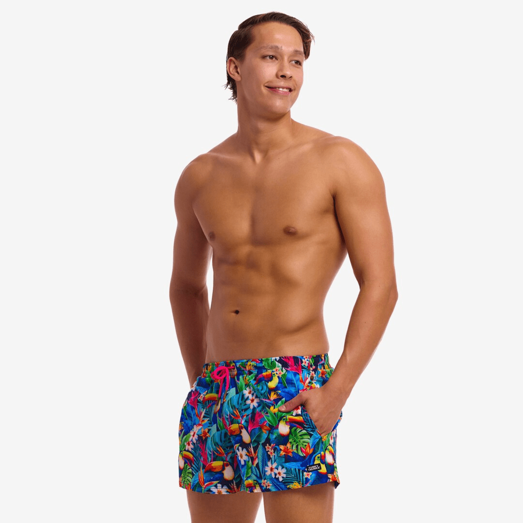 Funky Trunks Funky Trunks Men's Shorty Shorts Short - Birdie Wordie Funky Trunks Men's Shorty Shorts Short - Birdie Wordie Splash Swimwear