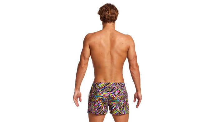 Funky Trunks Men's Shorty Shorts Short - Strip Straps Funky Trunks Mens Classic Trunks - Glow Rider Splash Swimwear Mens Shorts