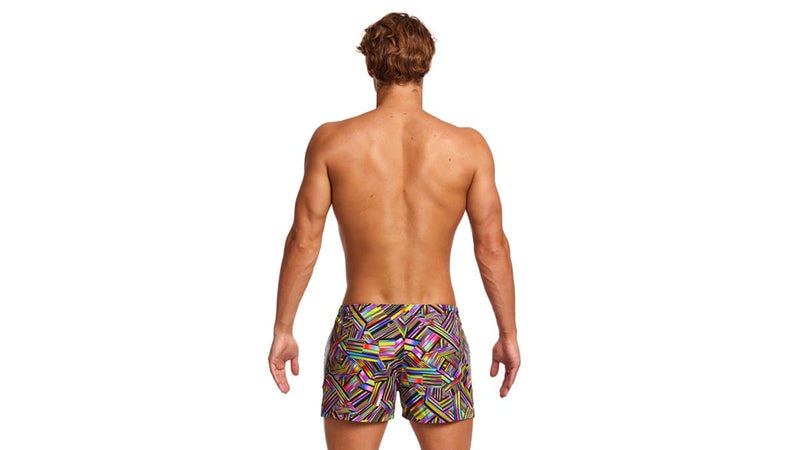 Funky Trunks Men's Shorty Shorts Short - Strip Straps Funky Trunks Mens Classic Trunks - Glow Rider Splash Swimwear Mens Shorts