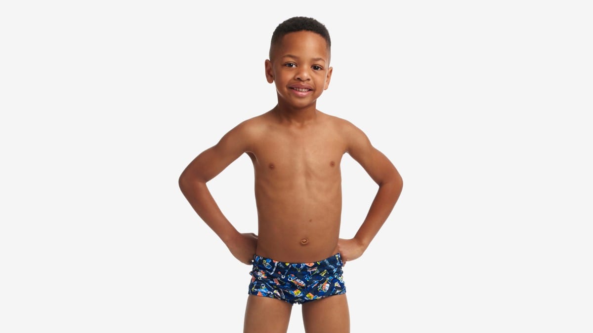 Toddler Boys Printed Trunks - Can We Build It? - Funky Trunks - Splash Swimwear  - Aug23, boys, boys 00-7, funky trunks, kids - Splash Swimwear 