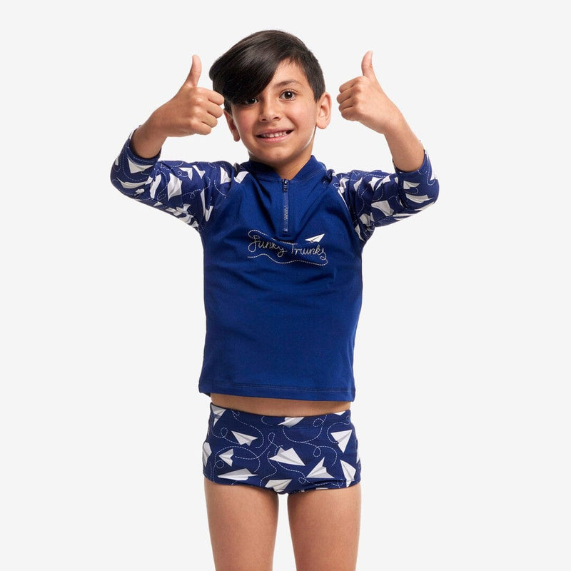 Funky Trunks Toddler Boys Zippy Rash Vest - Paper Plain Funky Trunks Boys Zippy Rash Vest Car Stacker Splash Swimwear kids