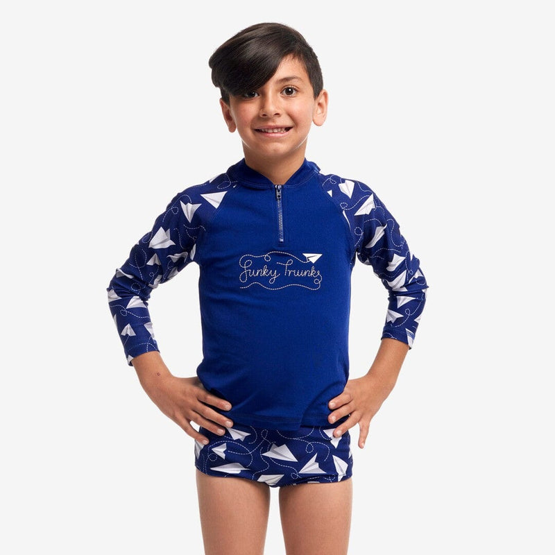 Funky Trunks Toddler Boys Zippy Rash Vest - Paper Plain Funky Trunks Boys Zippy Rash Vest Car Stacker Splash Swimwear kids