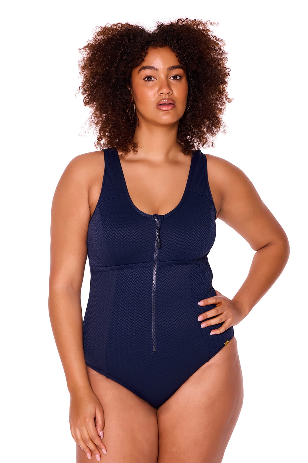 Genevieve Swimwear Genevieve Structured Zip Front Mastectomy One Piece - Chevron Jacquard Genevieve Structured Zip Front Mastectomy One Piece - Chevron Jacquard | Australia Splash Swimwear Swim Dress, Tankini & One Piece