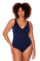 Genevieve Swimwear Genevieve Wrap One Piece - Chevron Jacquard Genevieve Wrap One Piece - Chevron Jacquard | Australia Splash Swimwear Swim Dress, Tankini & One Piece