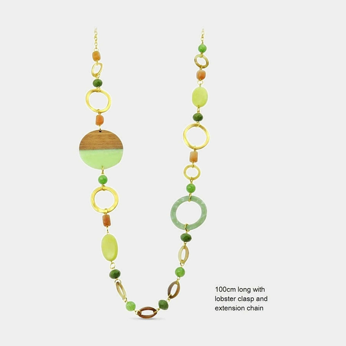 Glamarize Metal With Acrylic and mixed glass and natural bead stations - Matt Gold/ Forst Green NM324 Metal With Acrylic and mixed glass and natural bead stations Splash Swimwear 1000021319