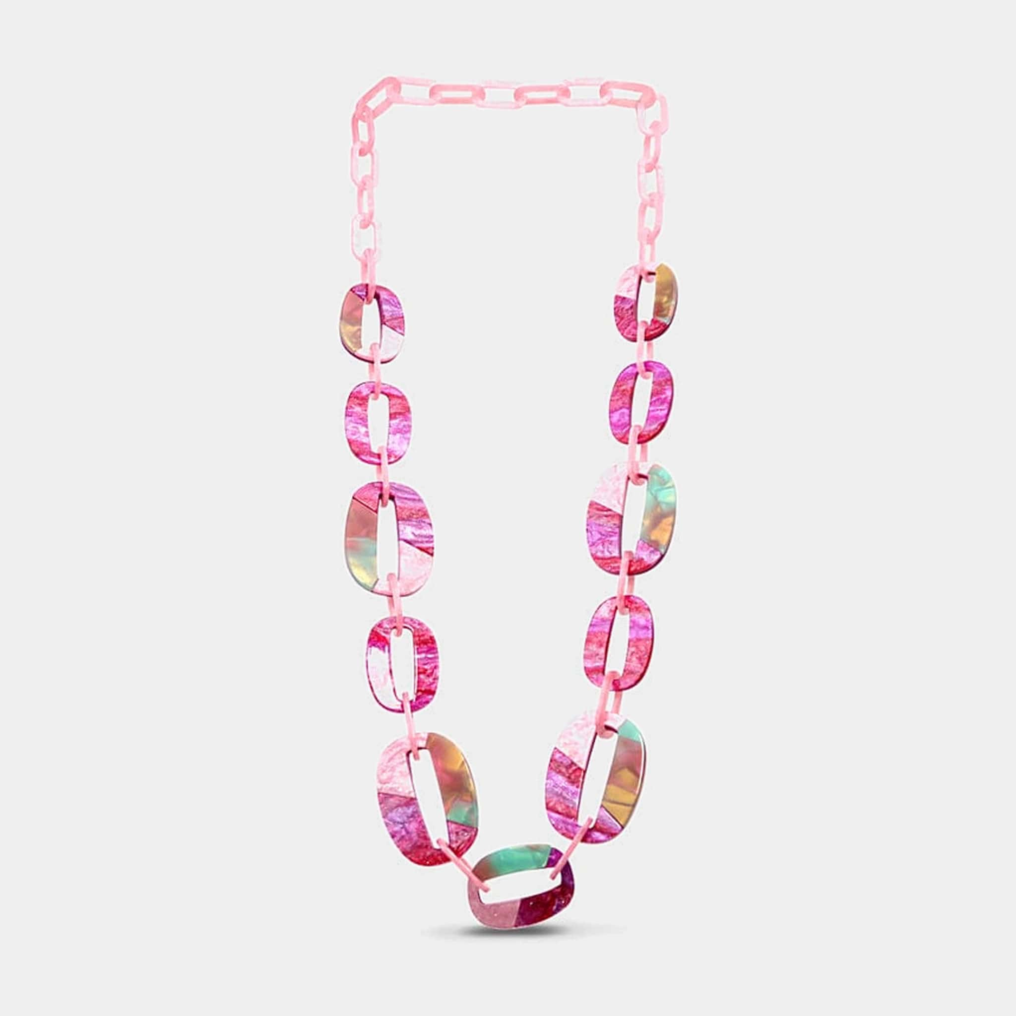 Glamarize Resin Oval Links Chain Necklace 100 cm - Purple Tonal NF75P Resin Oval Links Chain Necklace 100 cm - Purple Tonal Splash Swimwear 1000021332