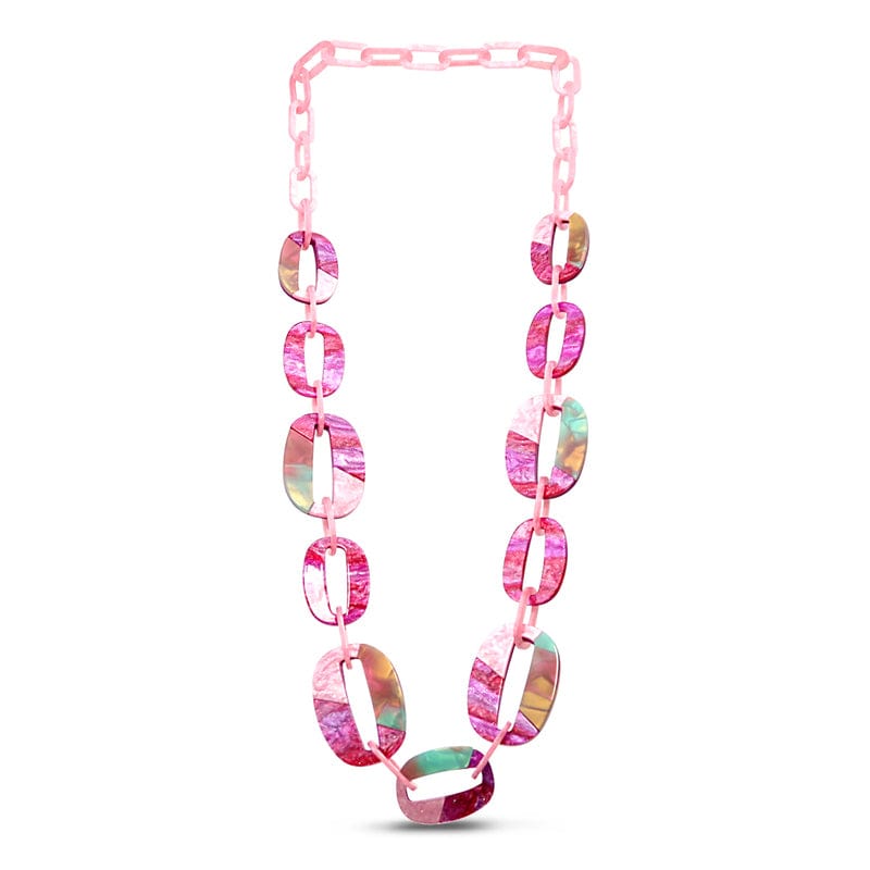 Glamarize NF75P Resin Oval Links Chain Necklace 100 cm - Purple Tonal
