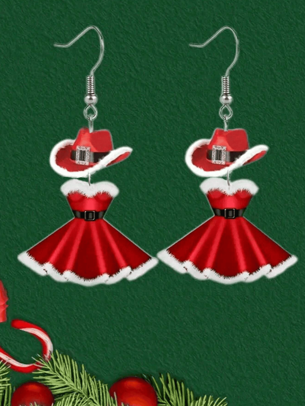 Glitterbugs Christmas Cowgirl Outfit Flat Acrylic Earrings Christmas Cowgirl Outfit Flat Acrylic Earrings Splash Swimwear Womens Accessories 1000021611