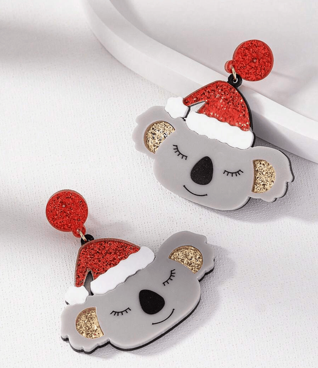 Glitterbugs Christmas Earrings Acrylic - Koalas Christmas Earrings Acrylic - Koalas Splash Swimwear Earrings 1000010695