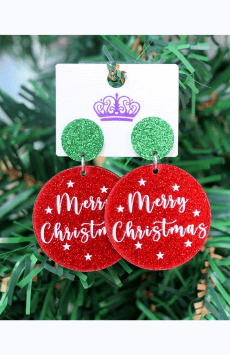 Glitterbugs Christmas Earrings - Merry Christmas Splash Swimwear Earrings 1000010735