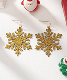 Glitterbugs Christmas Earrings PU Leather - Glitter Snowflake Christmas Earrings PU Leather - Glitter Snowflake Splash Swimwear Earrings Gold 1000017565
