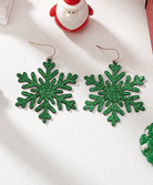 Glitterbugs Christmas Earrings PU Leather - Glitter Snowflake Christmas Earrings PU Leather - Glitter Snowflake Splash Swimwear Earrings Green 1000028343