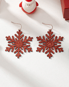 Glitterbugs Christmas Earrings PU Leather - Glitter Snowflake Christmas Earrings PU Leather - Glitter Snowflake Splash Swimwear Earrings Red 1000028344
