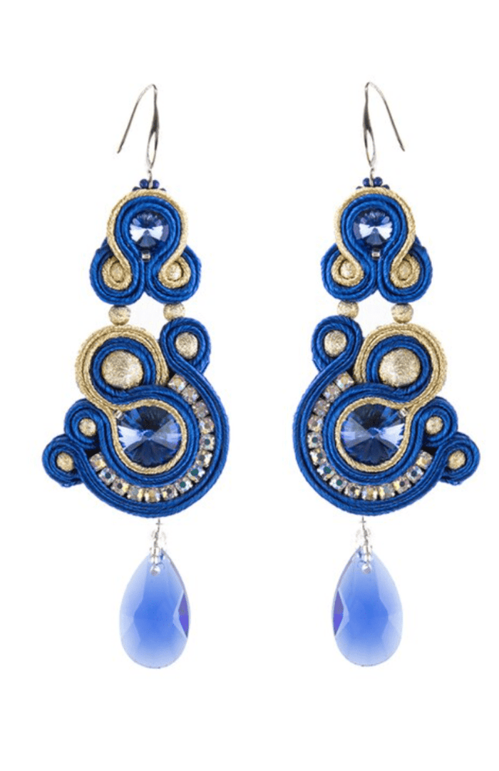 Glitterbugs Crystal Earrings with Pendant Splash Swimwear Earrings Blue 1000012711