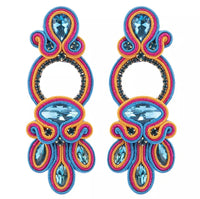 Glitterbugs Handmade Bohemian Soutache Earrings Splash Swimwear Earrings Aqua 1000011798