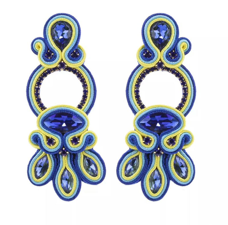 Glitterbugs Handmade Bohemian Soutache Earrings Splash Swimwear Earrings Blue 1000011753