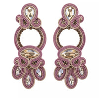 Glitterbugs Handmade Bohemian Soutache Earrings Splash Swimwear Earrings Dusty Rose 1000011797