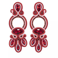 Glitterbugs Handmade Bohemian Soutache Earrings Splash Swimwear Earrings Red 1000011754