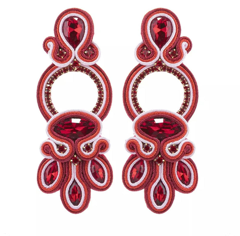 Glitterbugs Handmade Bohemian Soutache Earrings Splash Swimwear Earrings Red 1000011754