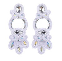 Glitterbugs Handmade Bohemian Soutache Earrings Splash Swimwear Earrings White 1000011799