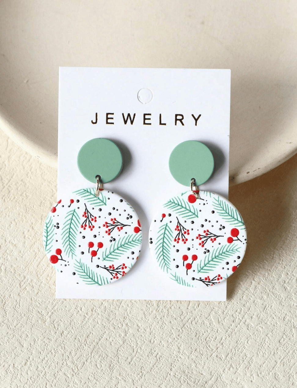 Glitterbugs Holly Round Resin Stud Earrings Holly Round Resin Stud Earrings Splash Swimwear Earrings 1000017737