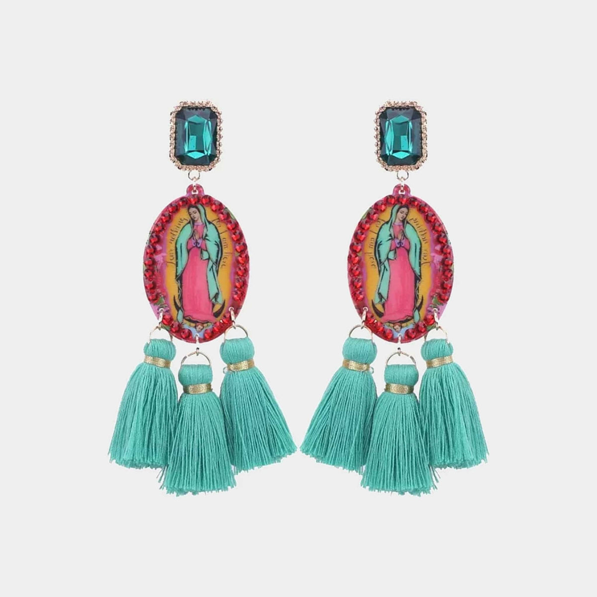 Glitterbugs Mother Mary Crystal Earrings Mother Mary Crystal Earrings Splash Swimwear Earrings