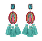 Glitterbugs Mother Mary Crystal Earrings Splash Swimwear Earrings Mint 1000011682