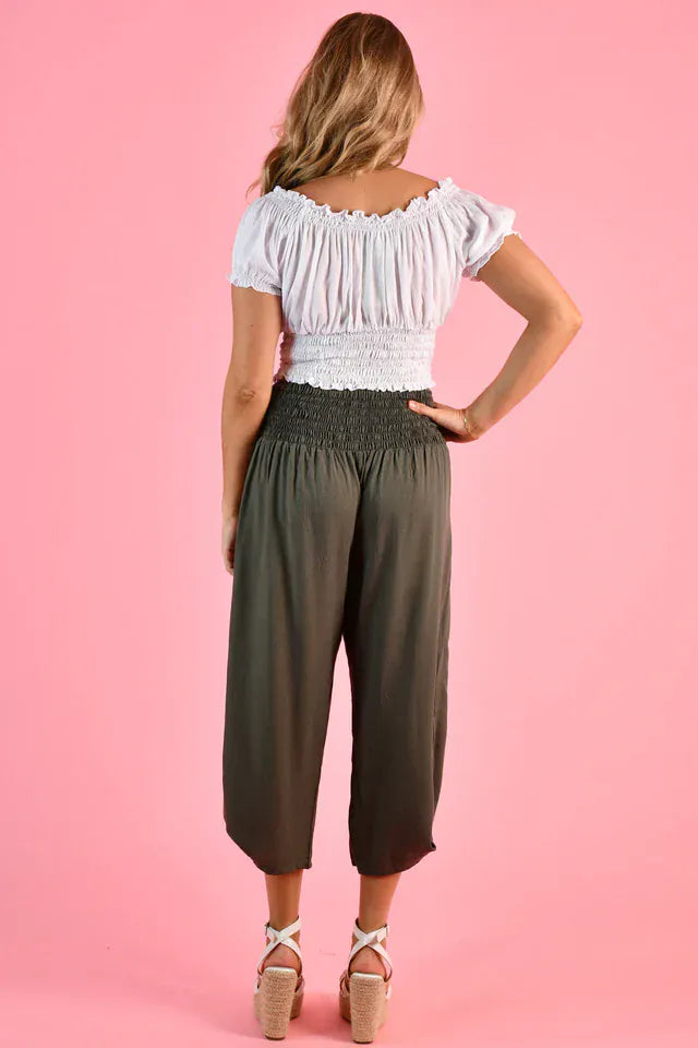 Go Girl Go Girl 3/4 Rouched Tie Pants - Grey/Olive Go Girl 3/4 Rouched Tie Pants - Grey/Olive Splash Swimwear