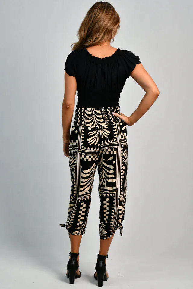 Go Girl Go Girl 3/4 Rouched Tie Pants - Tribal Artisan Black Go Girl 3/4 Rouched Tie Pants - Tribal Artisan Black Splash Swimwear Pants