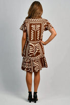 Go Girl Go Girl Cap Sleeve Button Dress - Tribal Artisan Brown Go Girl Cap Sleeve Button Dress - Tribal Artisan Brown Splash Swimwear Dresses