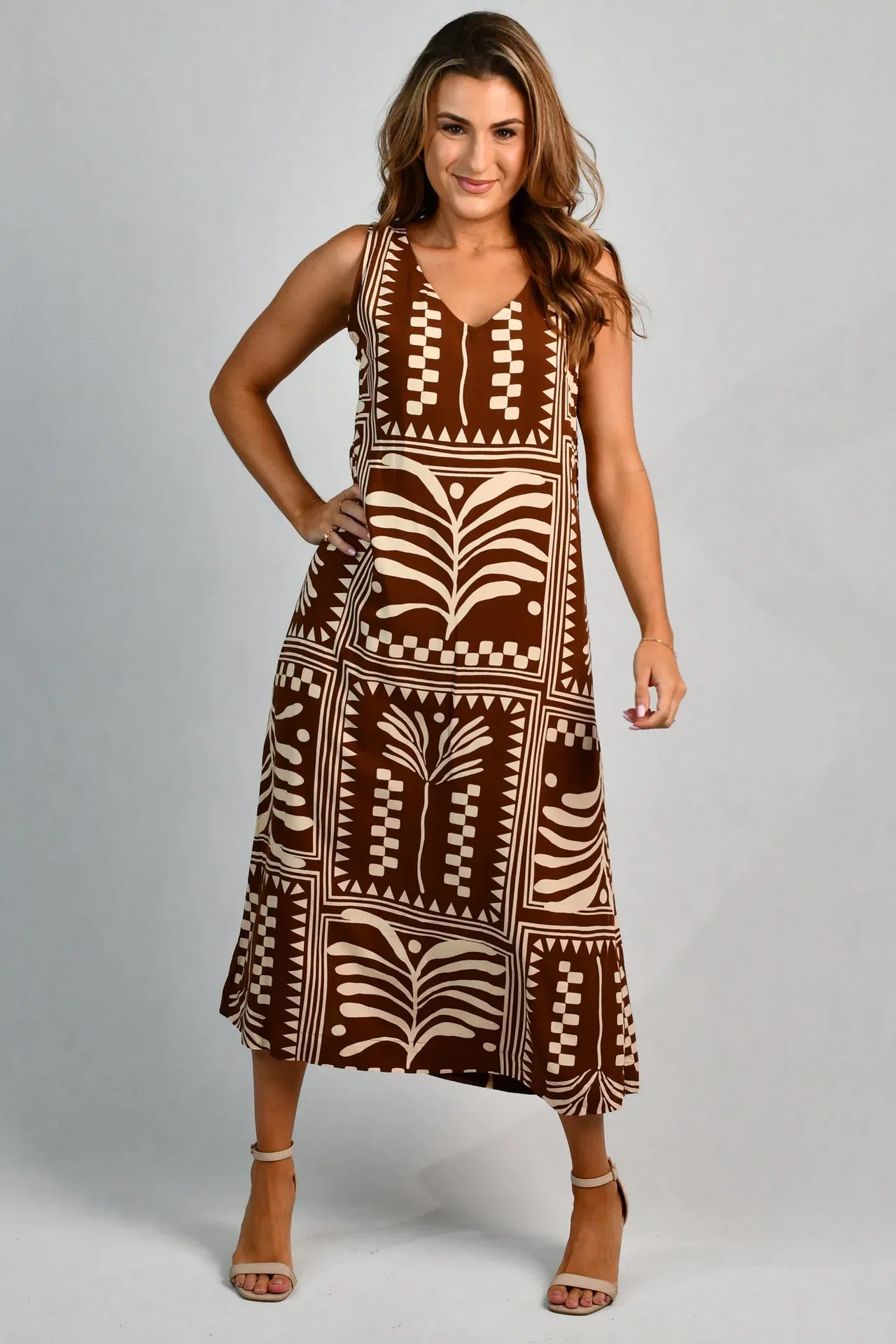 Go Girl Go Girl Cassie Maxi Dress - Tribal Artisan Brown Go Girl Cassie Maxi Dress - Tribal Artisan Brown Splash Swimwear Dresses