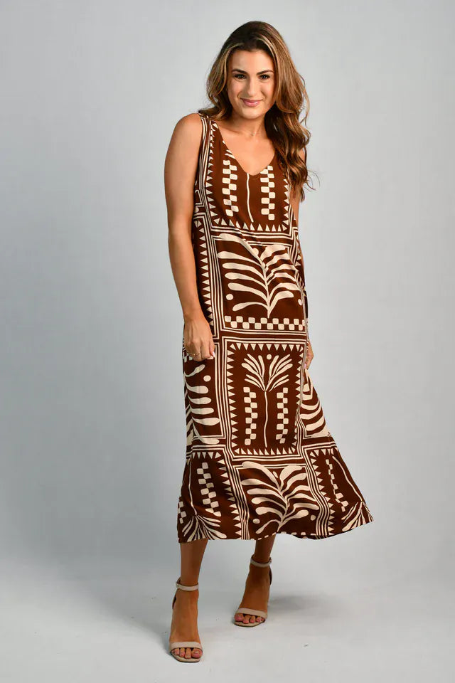 Go Girl Go Girl Cassie Maxi Dress - Tribal Artisan Brown Go Girl Cassie Maxi Dress - Tribal Artisan Brown Splash Swimwear Dresses