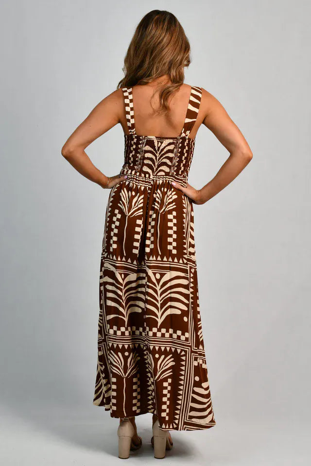 Go Girl Go Girl Emily Maxi Dress - Tribal Artisan Brown Go Girl Emily Maxi Dress - Tribal Artisan Brown Splash Swimwear Dresses