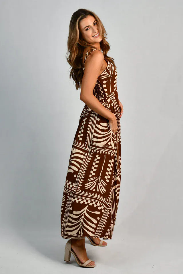 Go Girl Go Girl Emily Maxi Dress - Tribal Artisan Brown Go Girl Emily Maxi Dress - Tribal Artisan Brown Splash Swimwear Dresses