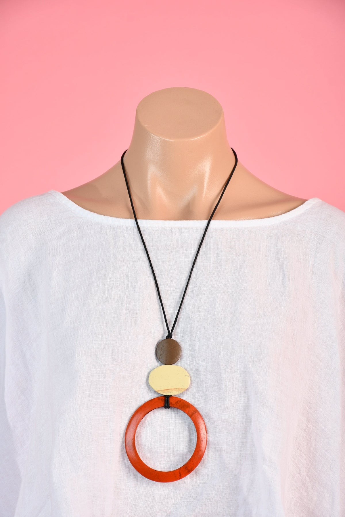 Go Girl Go Girl Large Circle Wooden Necklace Go Girl Large Circle Wooden Necklace Splash Swimwear Jewellery