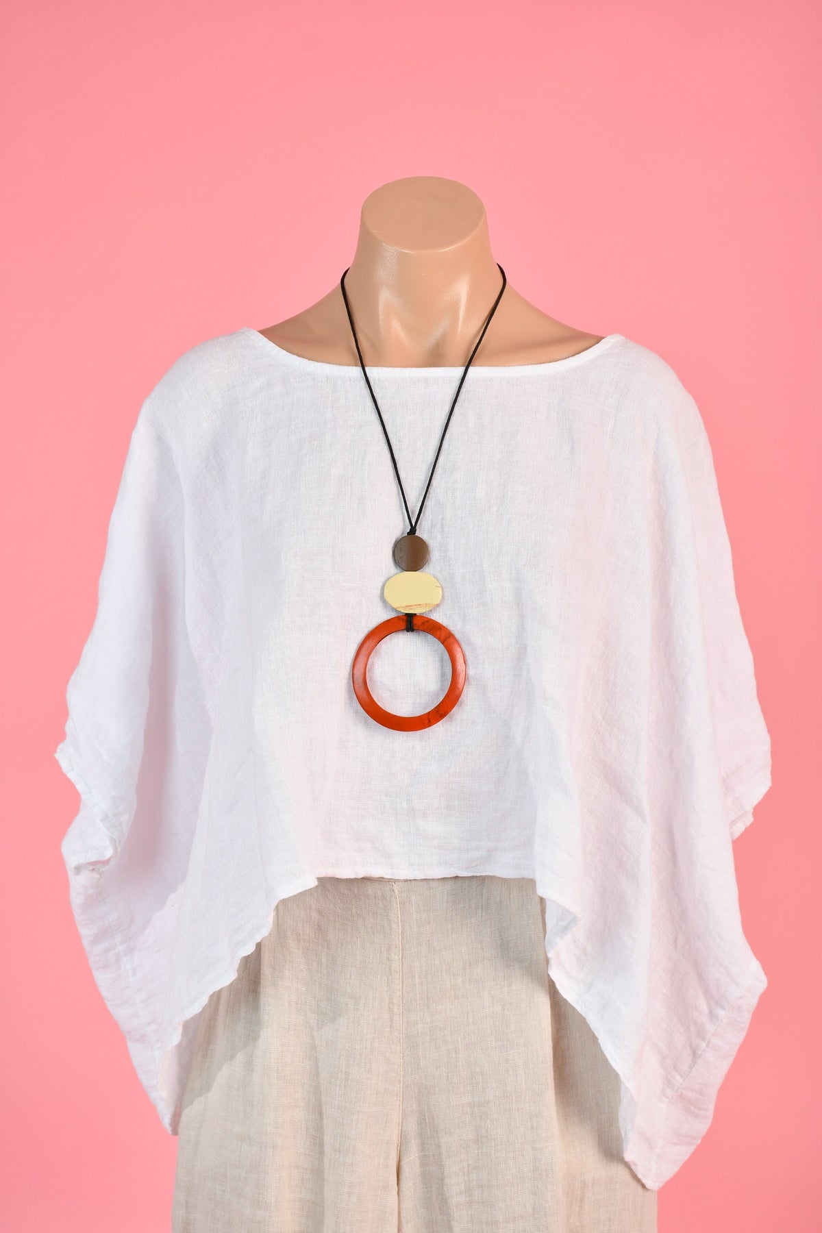 Go Girl Go Girl Large Circle Wooden Necklace Go Girl Large Circle Wooden Necklace Splash Swimwear Jewellery