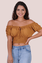Go Girl Peasant Top With Ruched Hem Splash Swimwear Tops