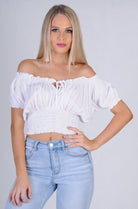 Go Girl Peasant Top With Ruched Hem Splash Swimwear Tops