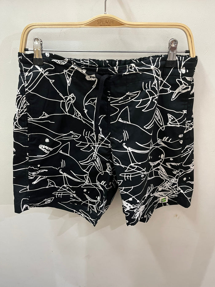 Green Rock Shark Lines Easy Shorts - Black Splash Swimwear Mens Shorts